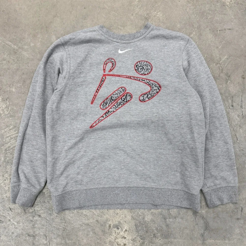 Vintage y2k Nike Lacrosse Center Swoosh Grey Sweatshirt - L/XL